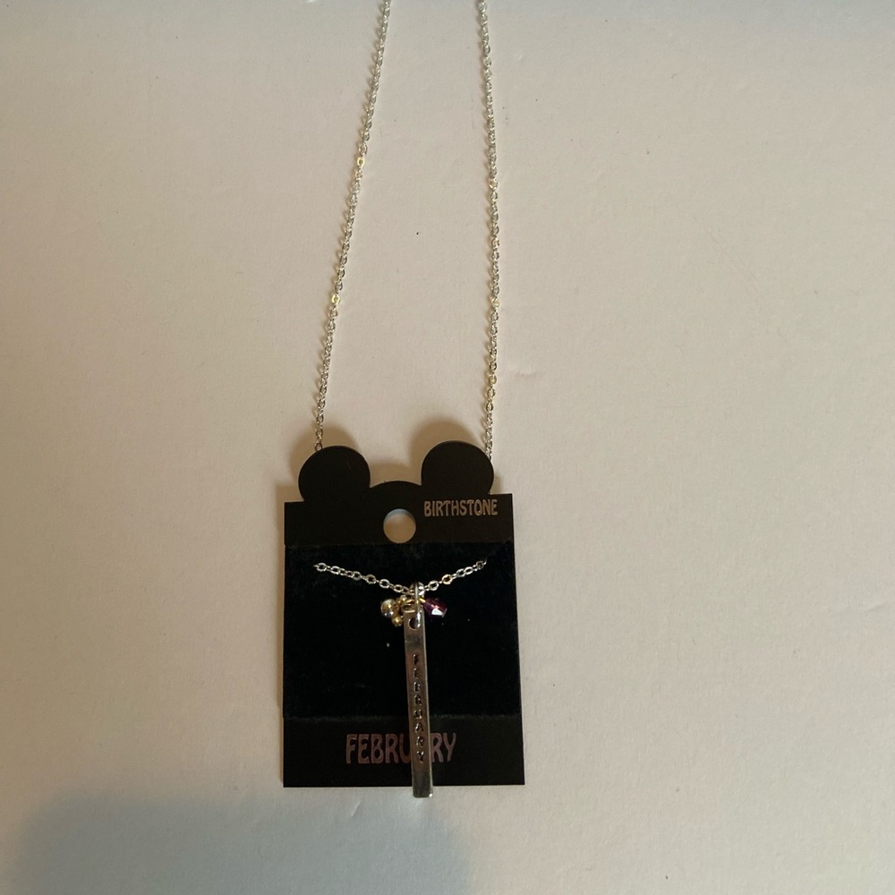 Walt Disney World February Birthstone Necklace Adjustable 15–18" Chain Brand New